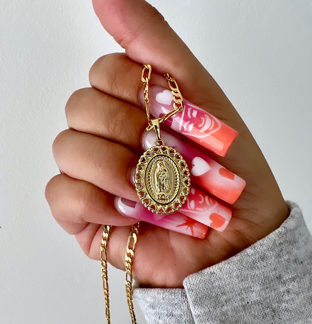 Heart Of Lupe Circle Figaro Necklace (18K Gold Filled)