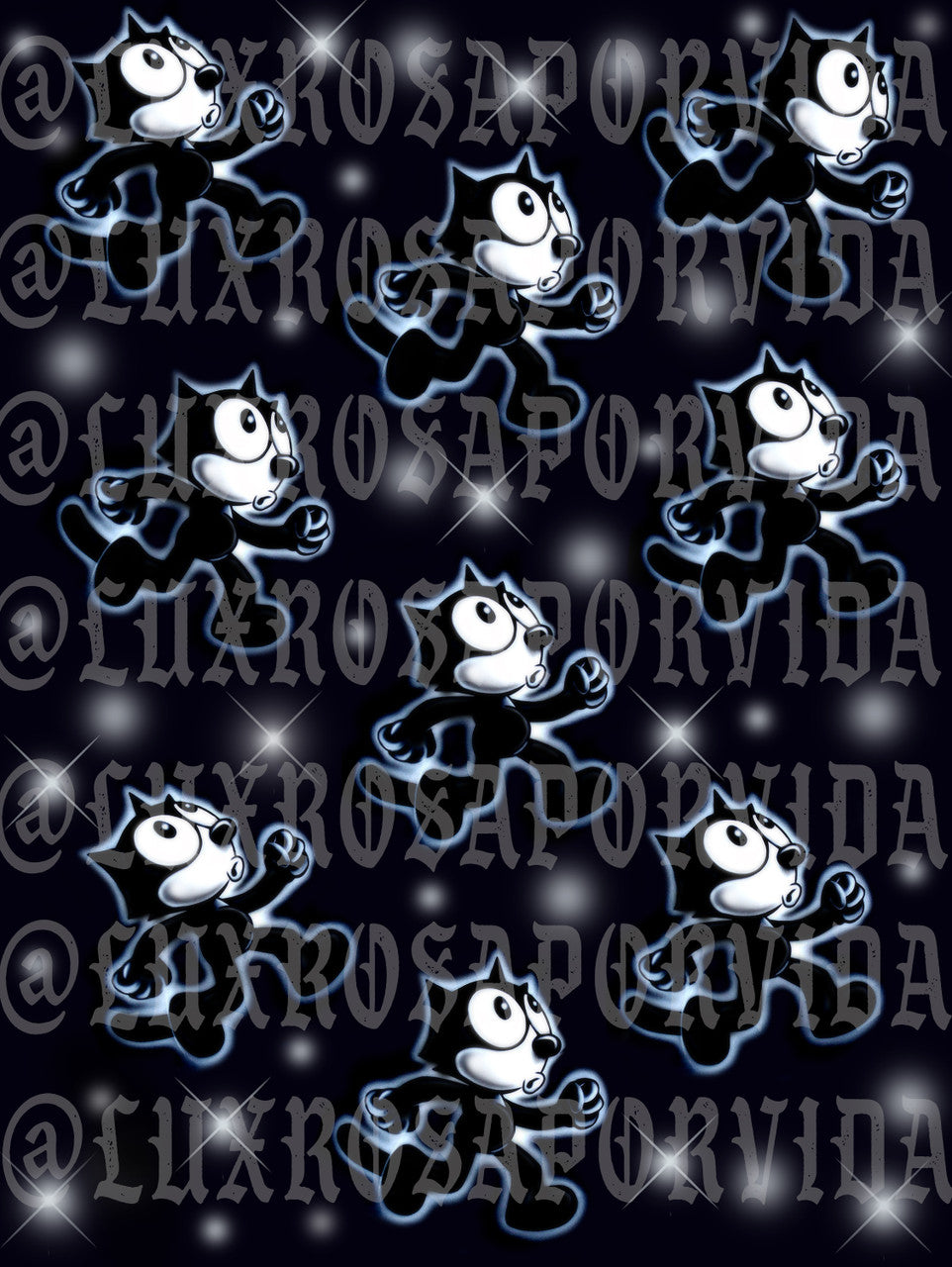 VERY LIMITED EDITION Glamour Shotz  Airbrushed 'EL GATO' Backdrop (Black) (Extra Large)