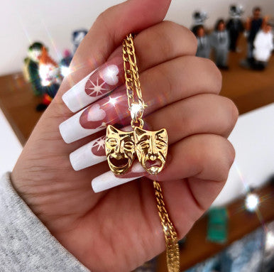 Lux Rosa 'LAUGH NOW, CRY LATER' Figaro Necklace (18K Gold Filled)