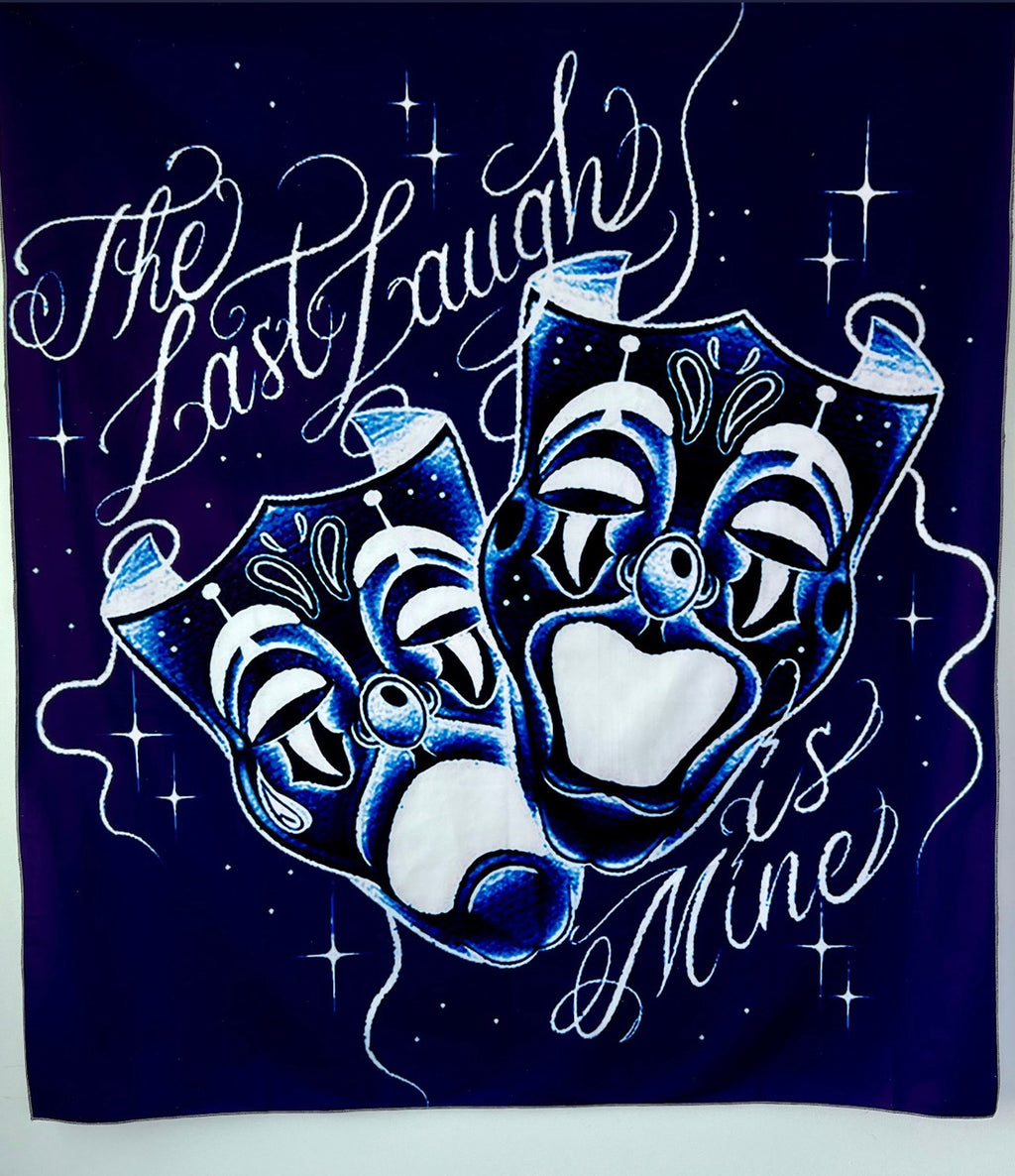 LIMITED EDITION Last Laugh Is Mine Pen & Ink Wall Tapestry (NAVY)