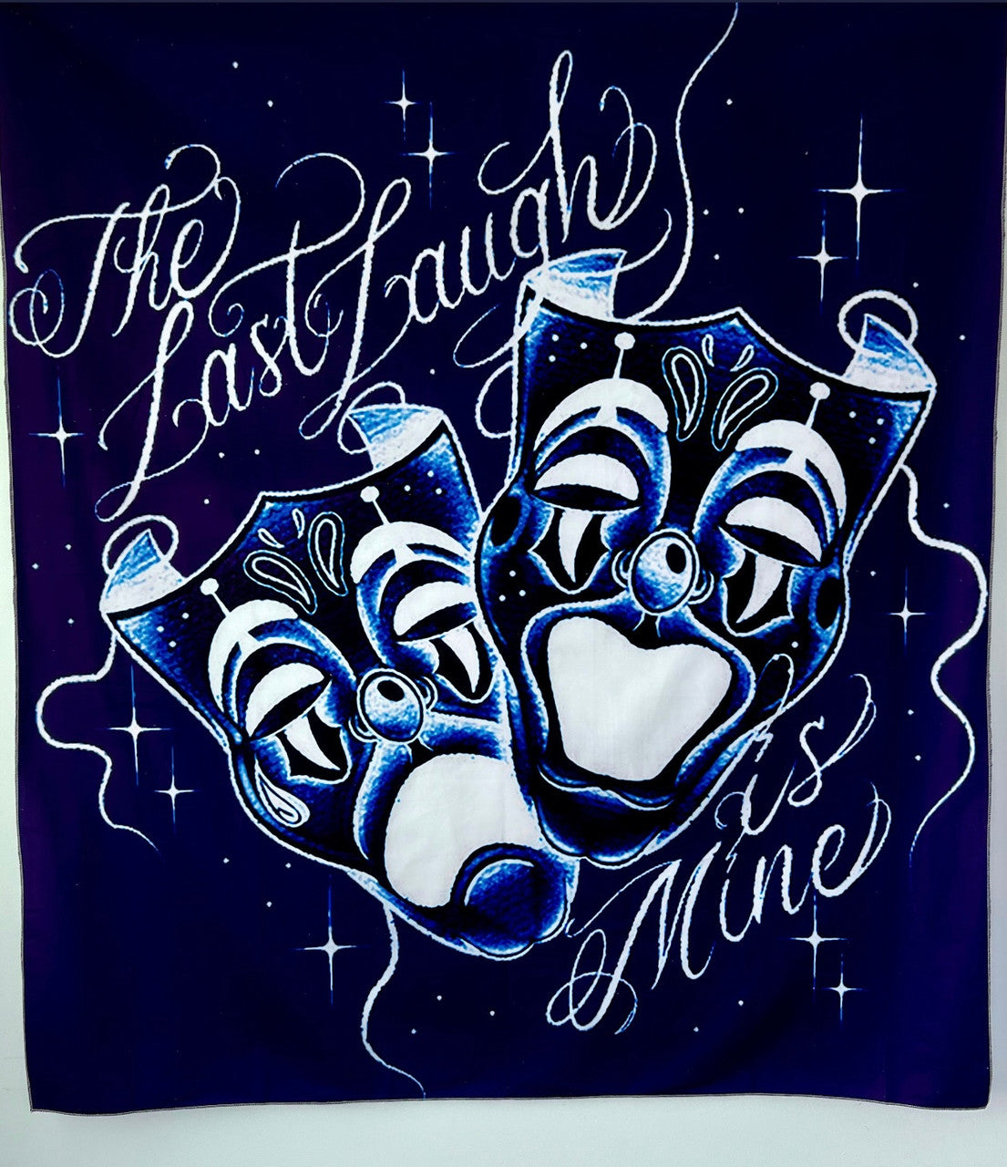LIMITED EDITION Last Laugh Is Mine Pen & Ink Wall Tapestry (NAVY)