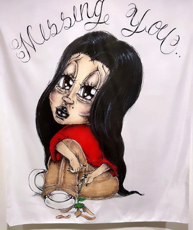 MISSING YOU Pen & Ink Tapestry (White)