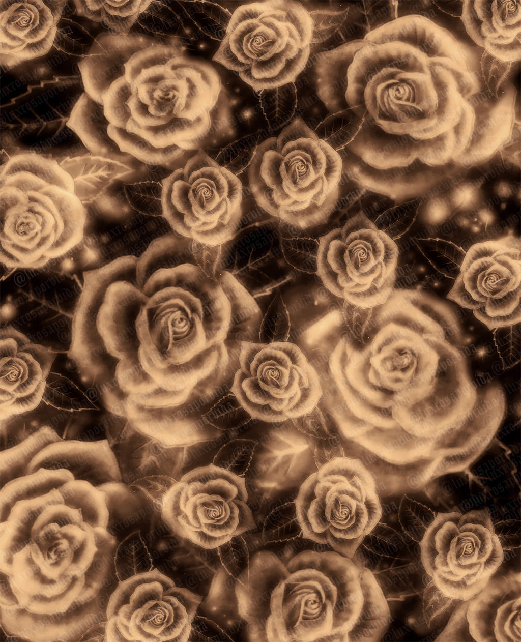 Airbrush Y2K Early 2000s 'Full Bloom' Rose Old School 90s Airbrush Backdrop (BROWN) (Extra Large)