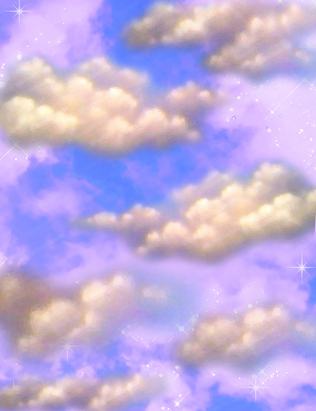 Early 2000s Y2K 'Head In The Clouds' Airbrush 90s Old School Backdrop (Sparkle Pastel) (Extra Large)