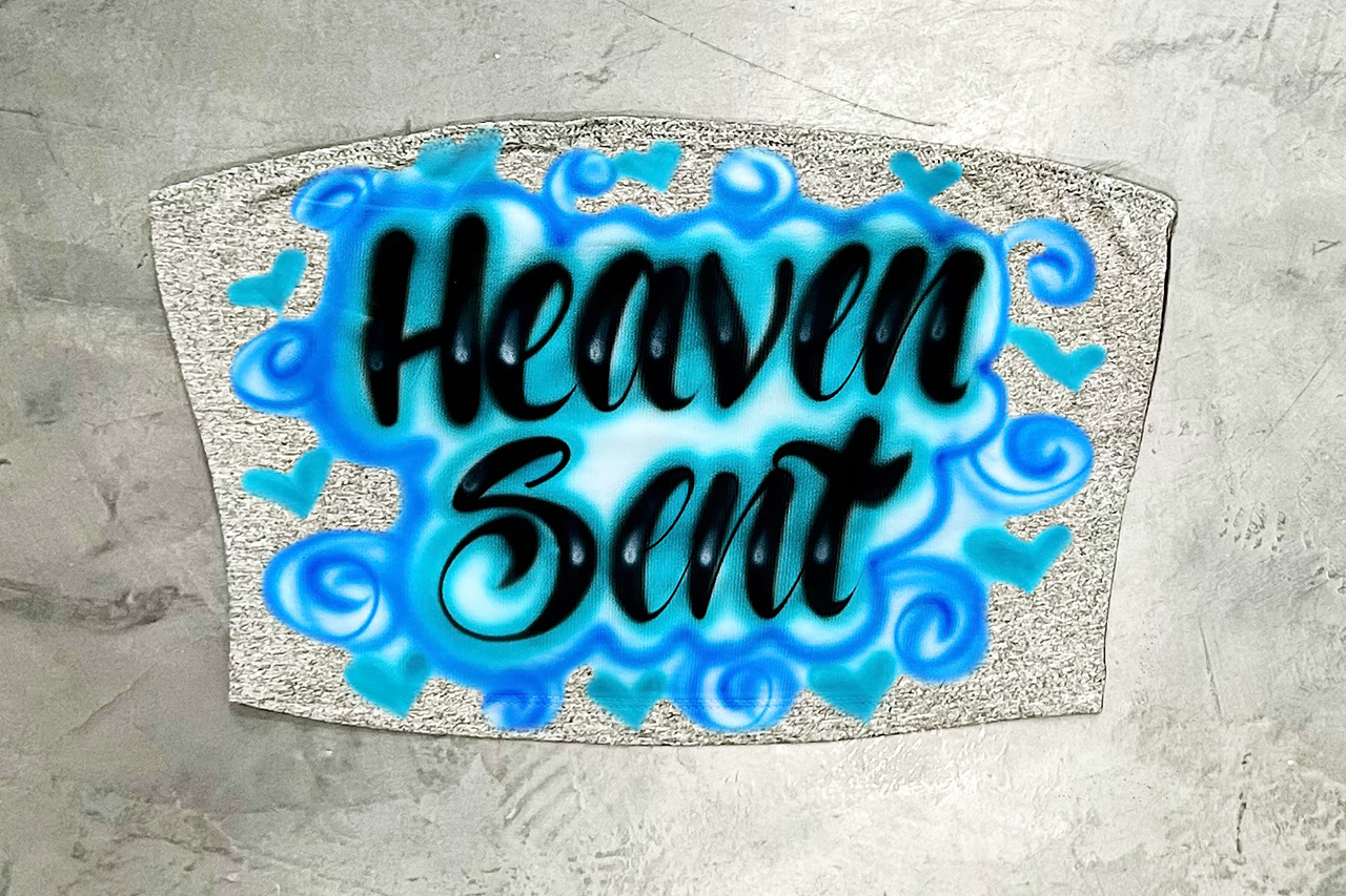Limited Edition 'HEAVEN SENT' Airbrushed Tube Top (Grey/Blue)