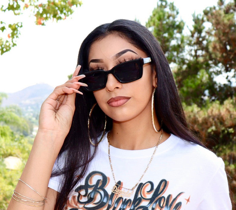 Lux Rosa Smile Now, Cry Later 'Gata' Black Sunglasses