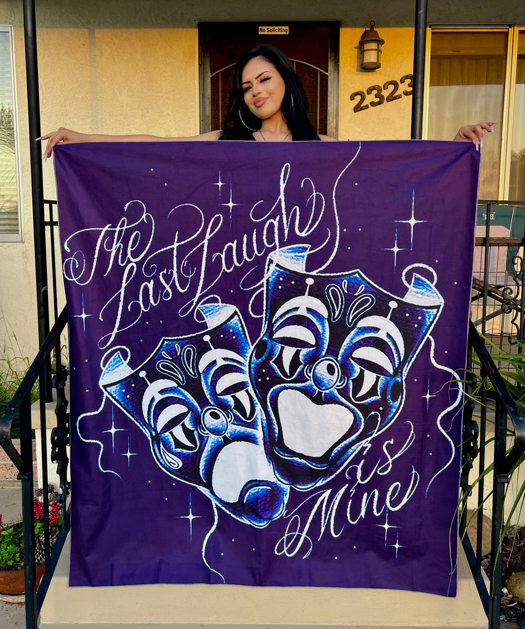 LIMITED EDITION Last Laugh Is Mine Pen & Ink Wall Tapestry (NAVY)