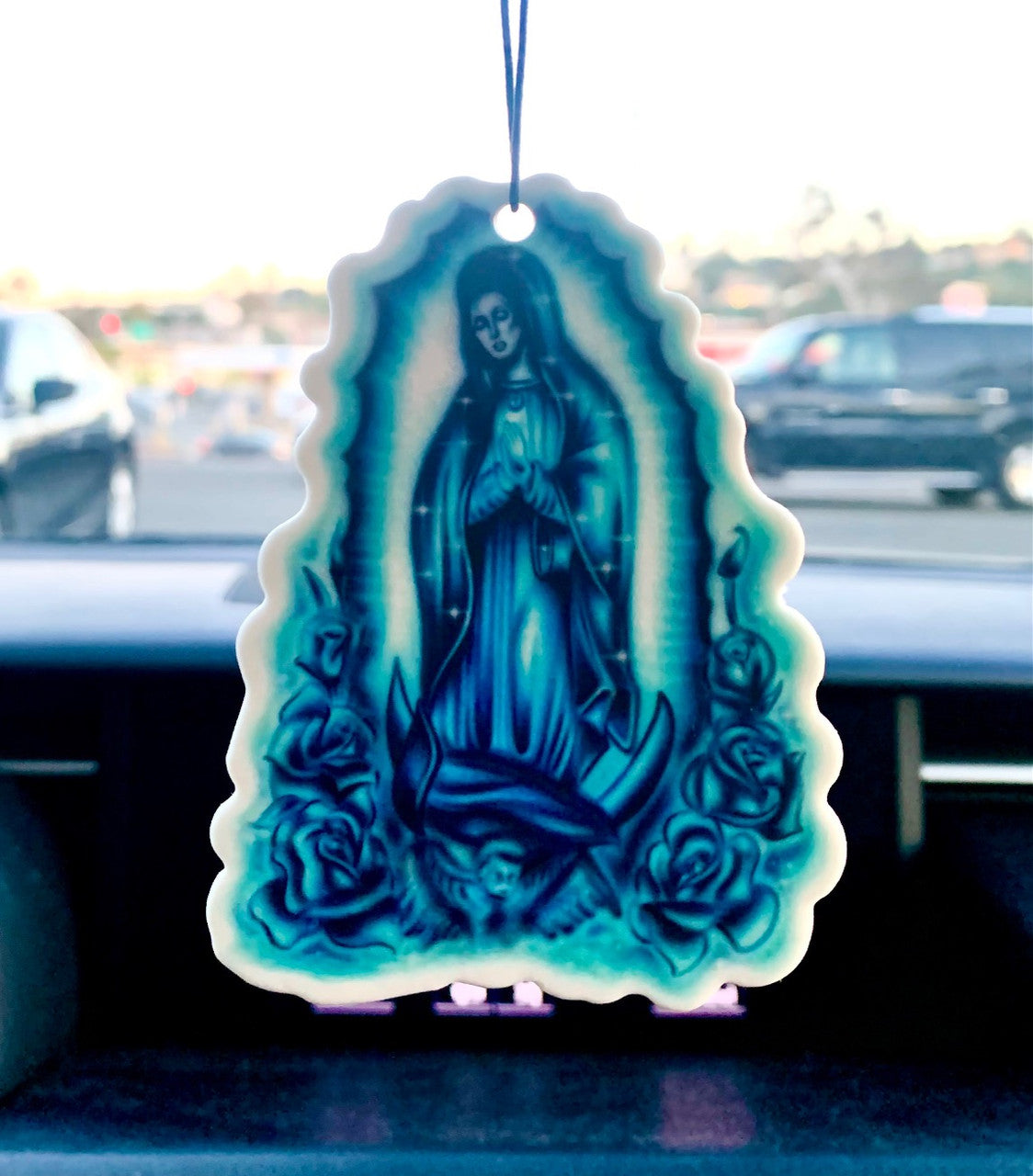 Our Lady Airbrushed Air Freshener (Blue)