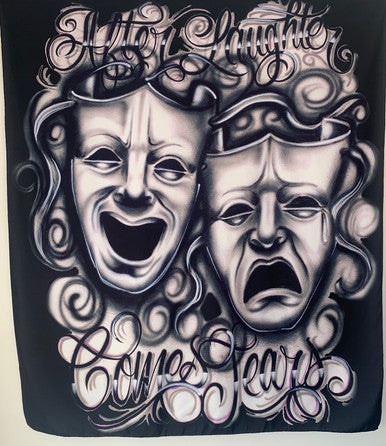 Laughter Then Tears Airbrushed Wall Tapestry (BLACK)