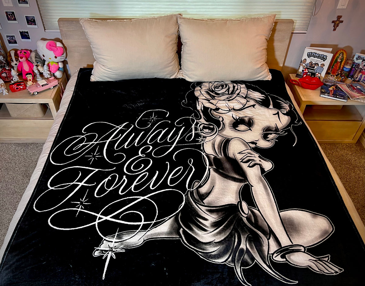 EXTRA LARGE 'ALWAYS ON MY MIND' Pen & Ink Y2K Fleece Blanket (BLACK/WHITE) *Limited Edition