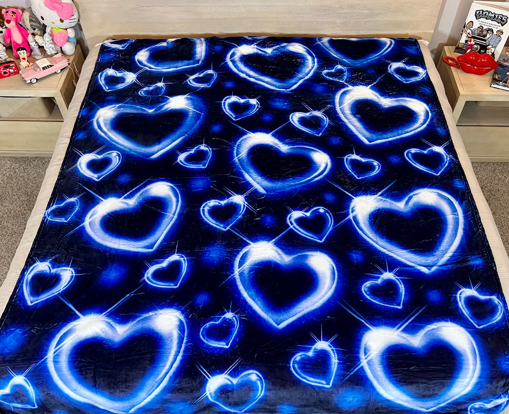 EXTRA LARGE 'HEART OF CHROME' Dice Airbrush Y2K Fleece Blanket (BLUES) *Limited Edition