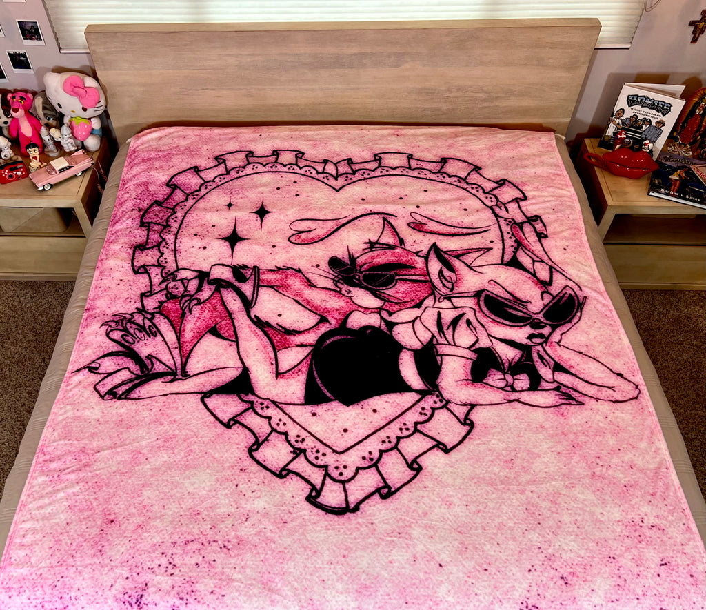 EXTRA LARGE 'ALWAYS THINKING OF YOU' Pen & Ink  Y2K Fleece Blanket (PINKS) *Limited Edition