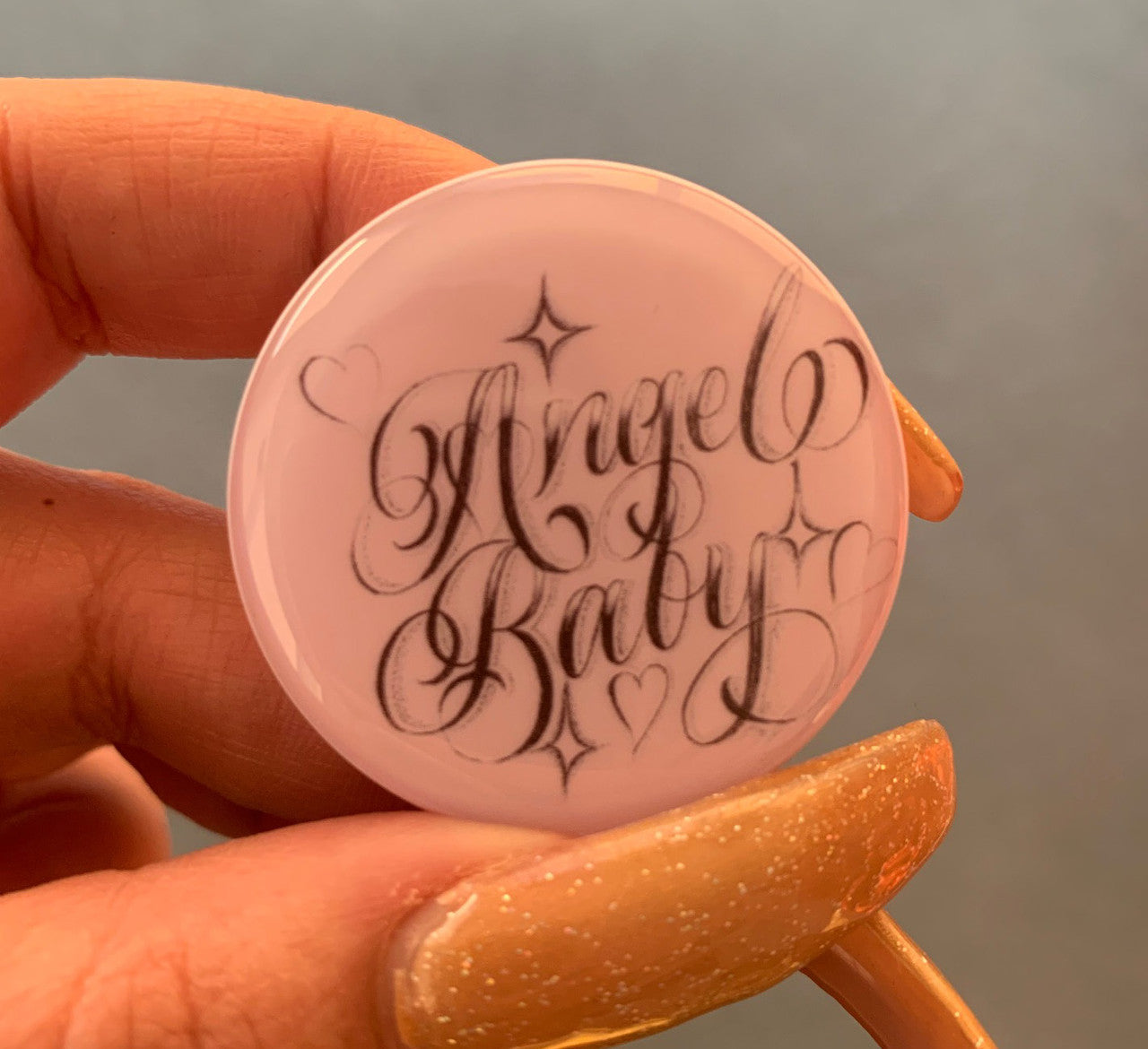 Angel Baby Pen & Ink Pop Grip PINK (Drop Glue Style)