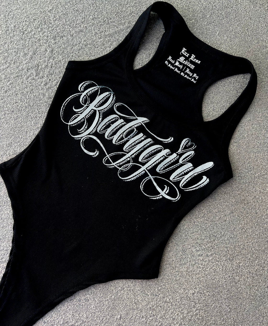 Limited Edition 'BABYGIRL' Script Ribbed Bodysuit (Black)