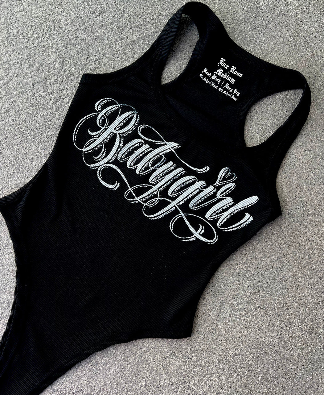 Limited Edition 'BABYGIRL' Script Ribbed Bodysuit (Black)