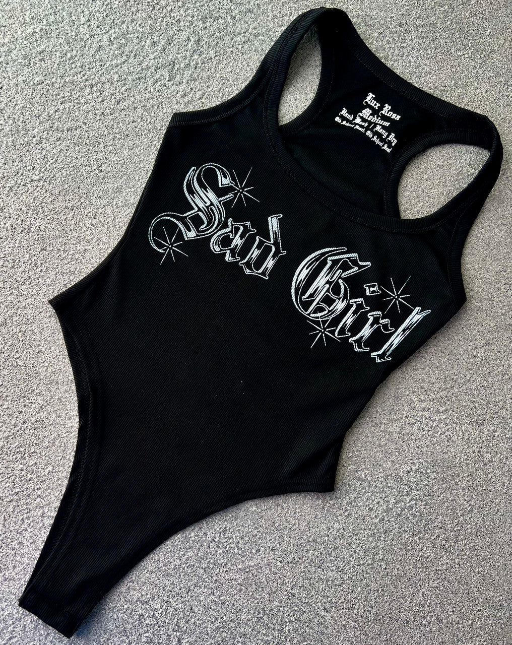 Limited Edition 'SAD GIRL' OE Script Ribbed Bodysuit (Black)