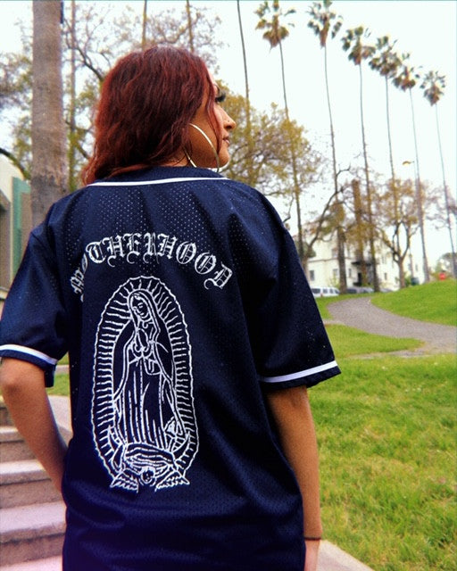 La Virgen Motherhood Pro Mesh Oversized Baseball Jersey (Navy)