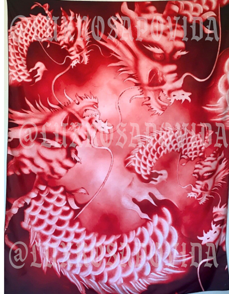 Y2K Early 2000s RED DRAGON Airbrush 90s Star Shots Old School Backdrop RED (X-Large)