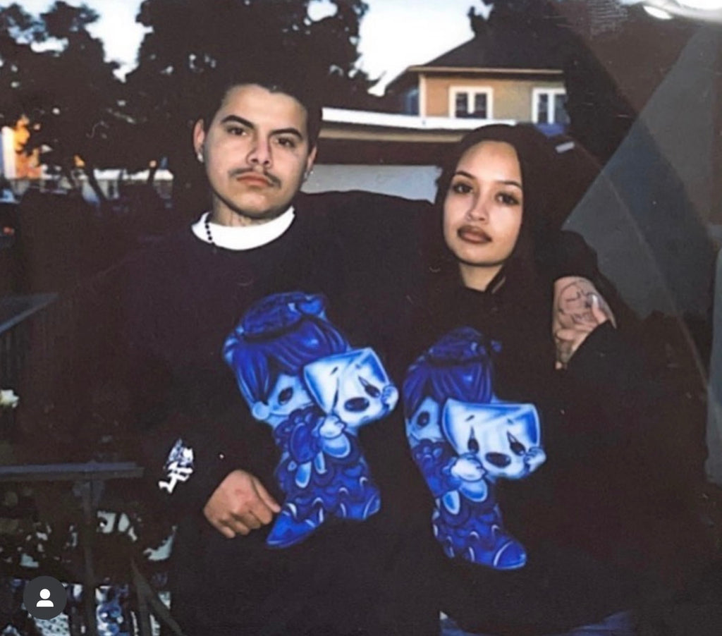 Limited Edition 'Laugh Now. Cry Later' PM Airbrushed Crewneck (Navy)