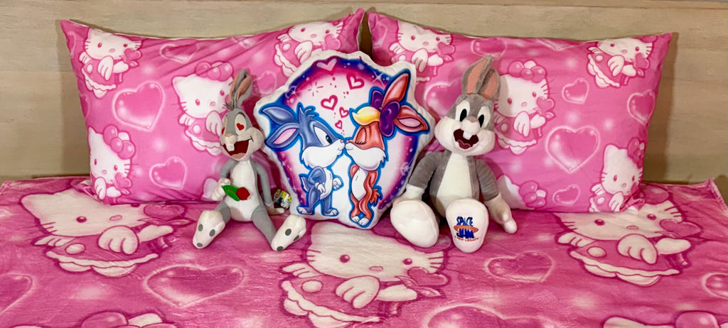 LOVE COME DOWN Airbrush Y2K Pillowcases (Set Of Two) *BUBBLEGUM PINK