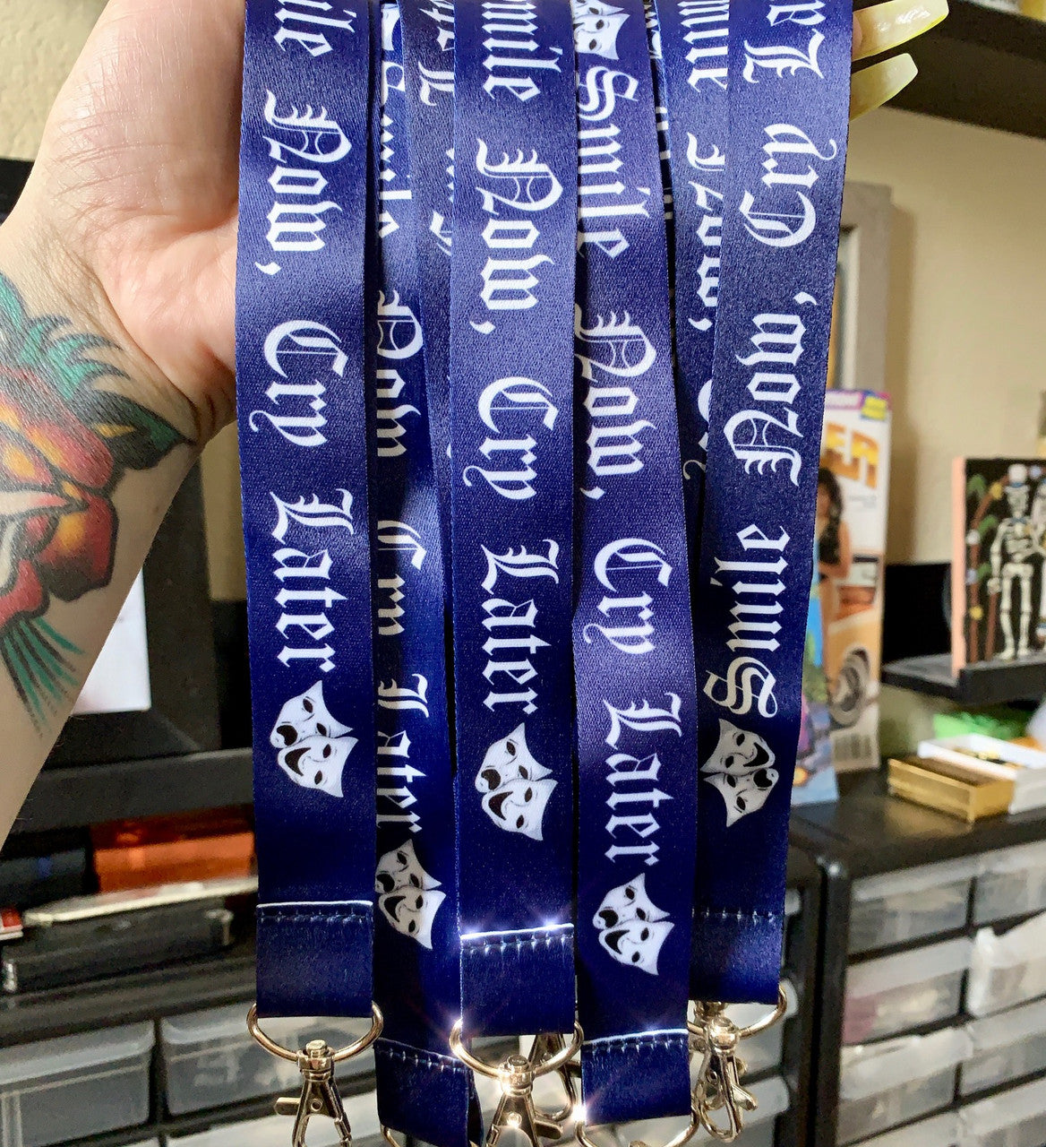 Smile Now, Cry Later Lanyard (Dark Blue)