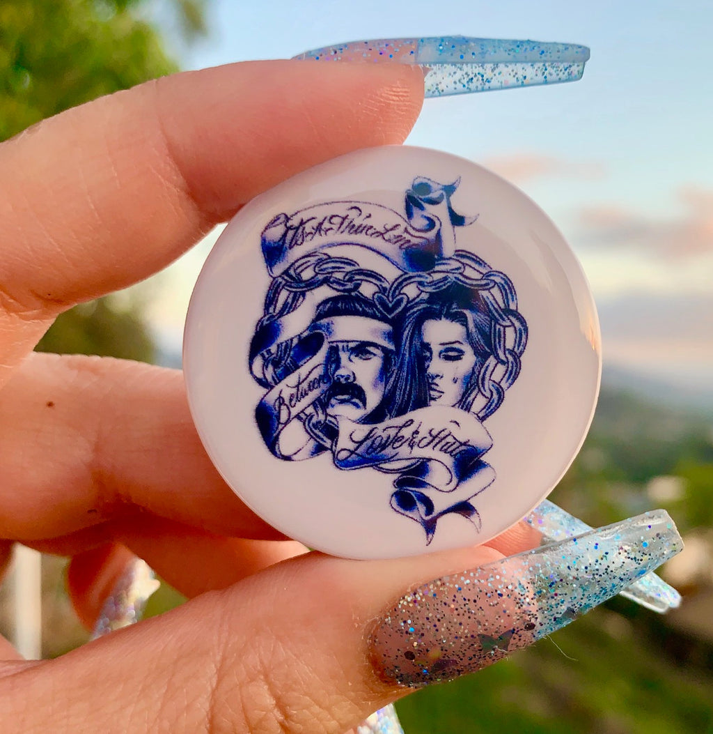 Thin Line Between Love & Hate Pop Grip Drop Glue Style (White/Blue)