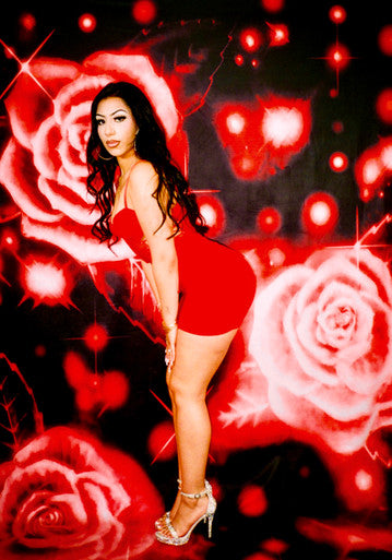 EXTRA EXTRA EXTRA XXX LARGE LIMITED EDITION 'MIDNIGHT ROSES' Glamour Shotz Airbrush Backdrop (RED) (XXXL) Exclusive/Limited Edition!!