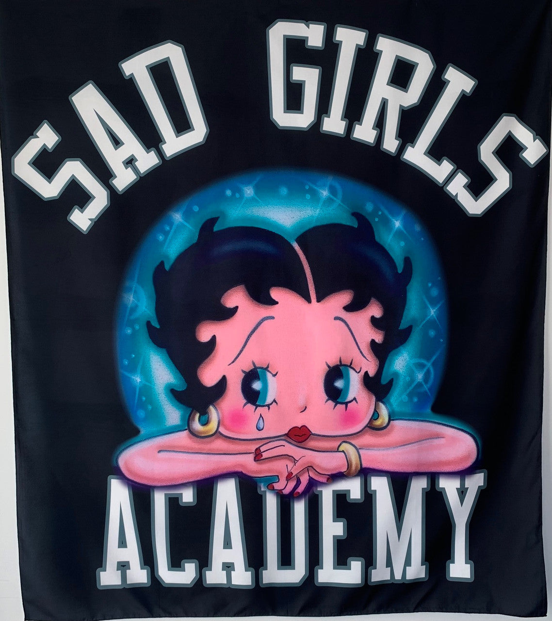Lux Rosa's SAD GIRLS ACADEMY  Airbrushed Wall Tapestry BLACK