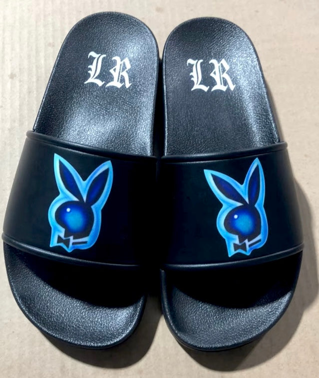 'PLAYER' Airbrush Slides (Black/Blue)
