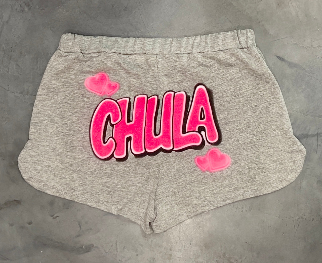 Limited Edition 'CHULA' Airbrushed Booty Shorts GREY