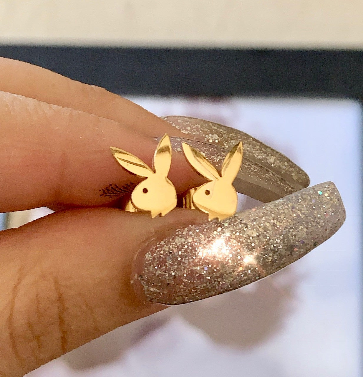 Playgirl Gold Stud Earrings