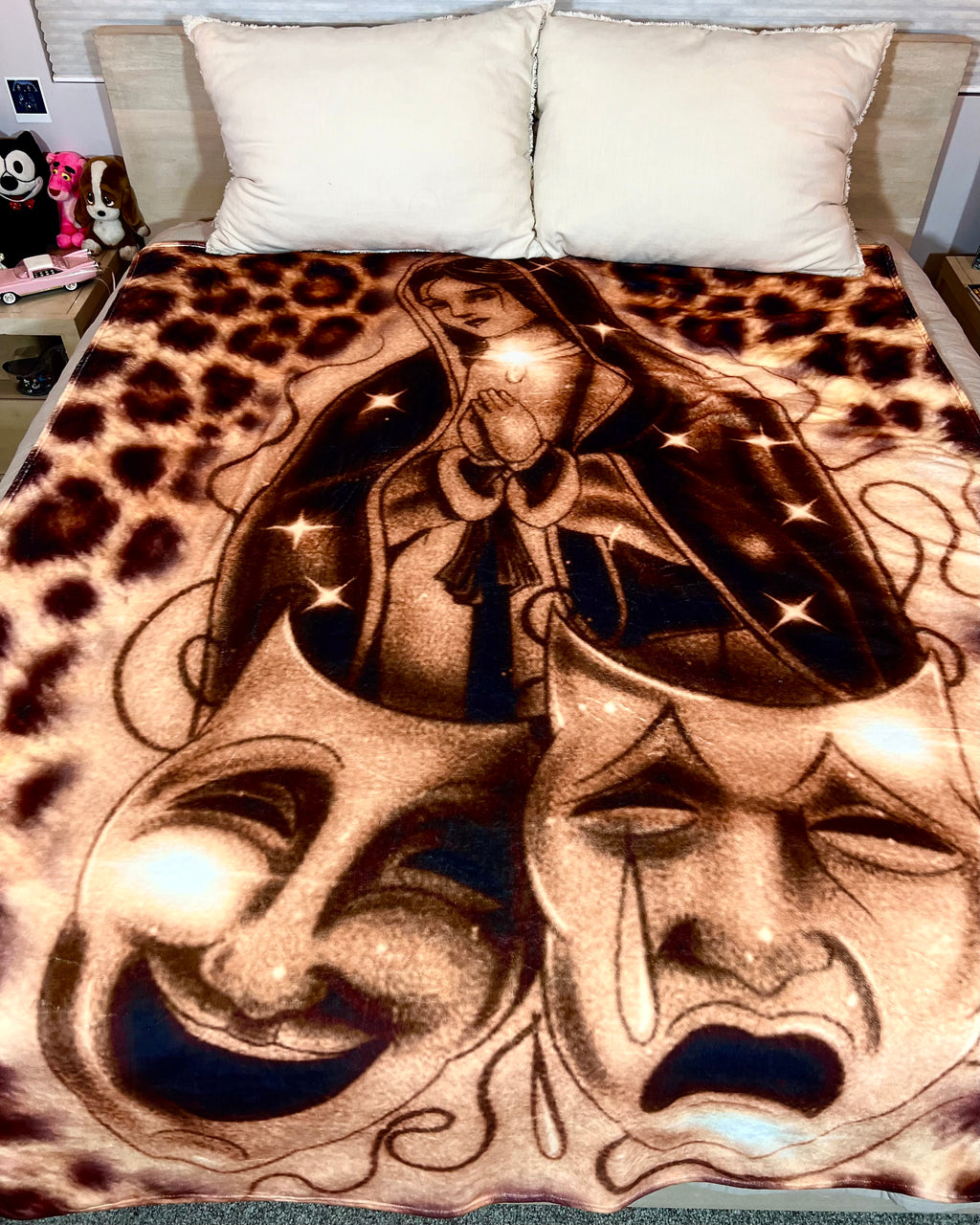 LIMITED EDITION EXTRA LARGE 'BLESSINGS & PROTECTIONS' Pen & Ink Y2K Fleece Blanket (LEOPARD EDITION) *Limited Edition
