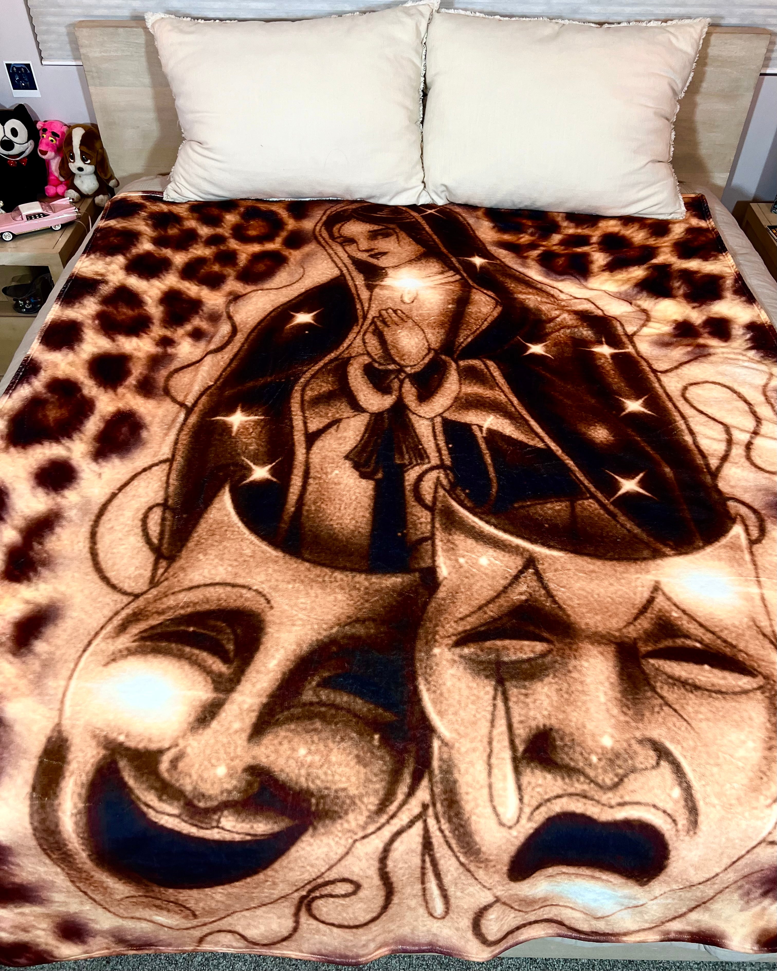 LIMITED EDITION EXTRA LARGE 'BLESSINGS & PROTECTIONS' Pen & Ink Y2K Fleece Blanket (LEOPARD EDITION) *Limited Edition