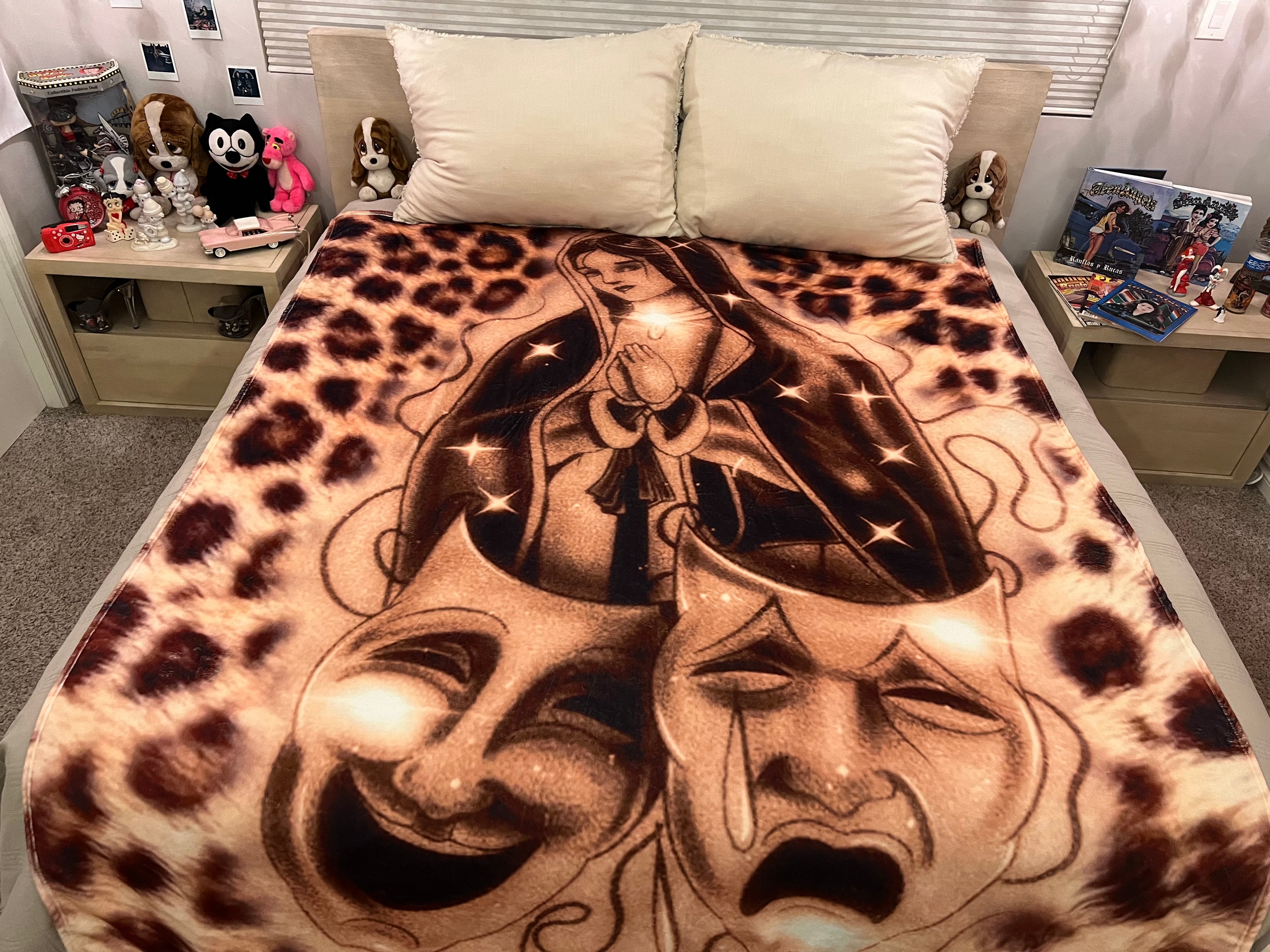 LIMITED EDITION EXTRA LARGE 'BLESSINGS & PROTECTIONS' Pen & Ink Y2K Fleece Blanket (LEOPARD EDITION) *Limited Edition