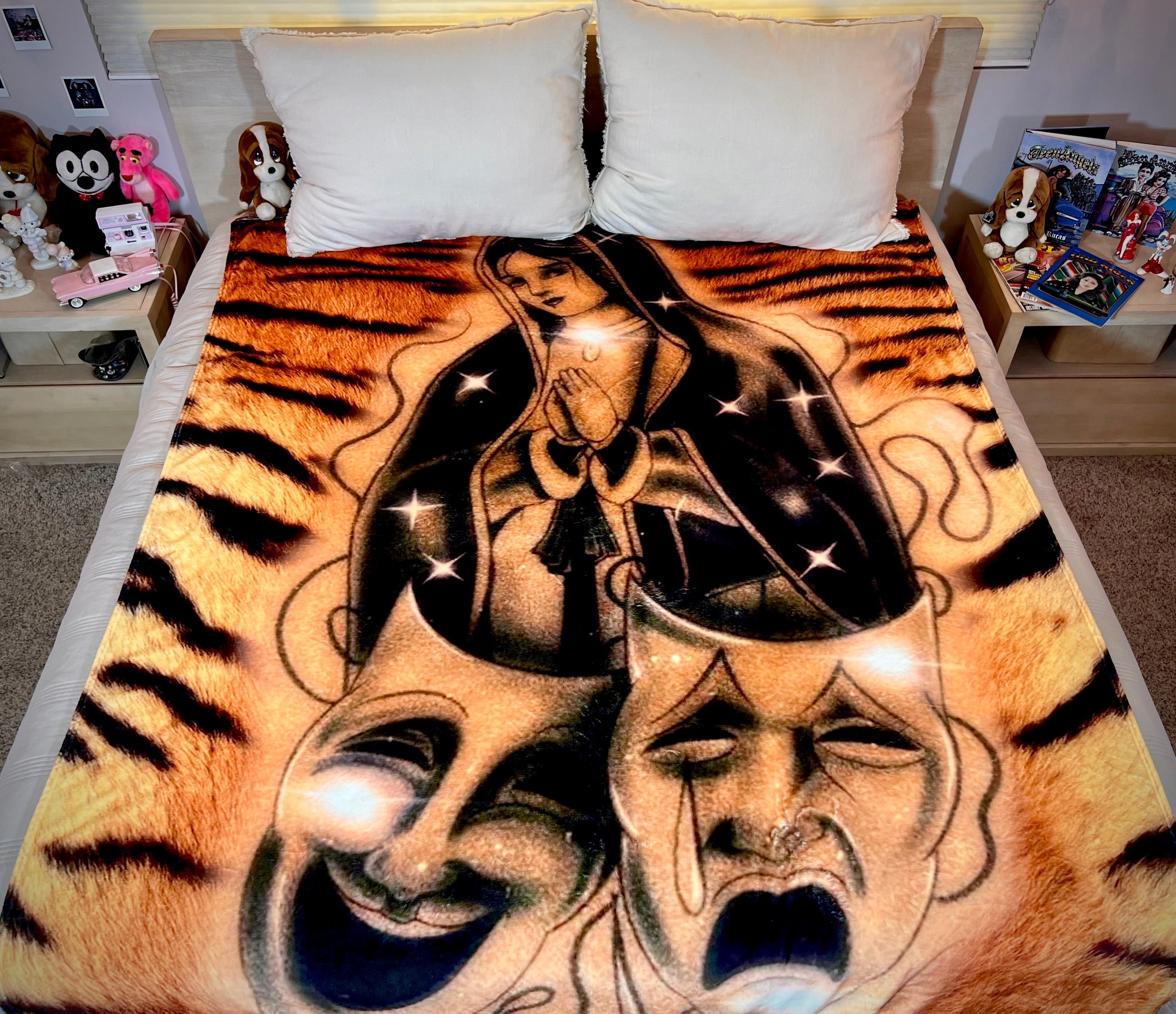 LIMITED EDITION EXTRA LARGE 'BLESSINGS & PROTECTIONS' Pen & Ink Y2K Fleece Blanket (EYE OF THE TIGER) *Limited Edition