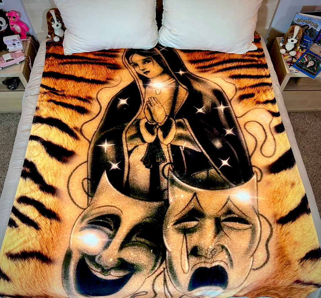 LIMITED EDITION EXTRA LARGE 'BLESSINGS & PROTECTIONS' Pen & Ink Y2K Fleece Blanket (EYE OF THE TIGER) *Limited Edition