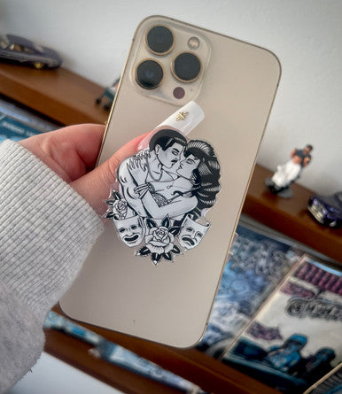 Always & Forever Pen & Ink Die Cut Pop Grip (Drop Glue Style) White/Black