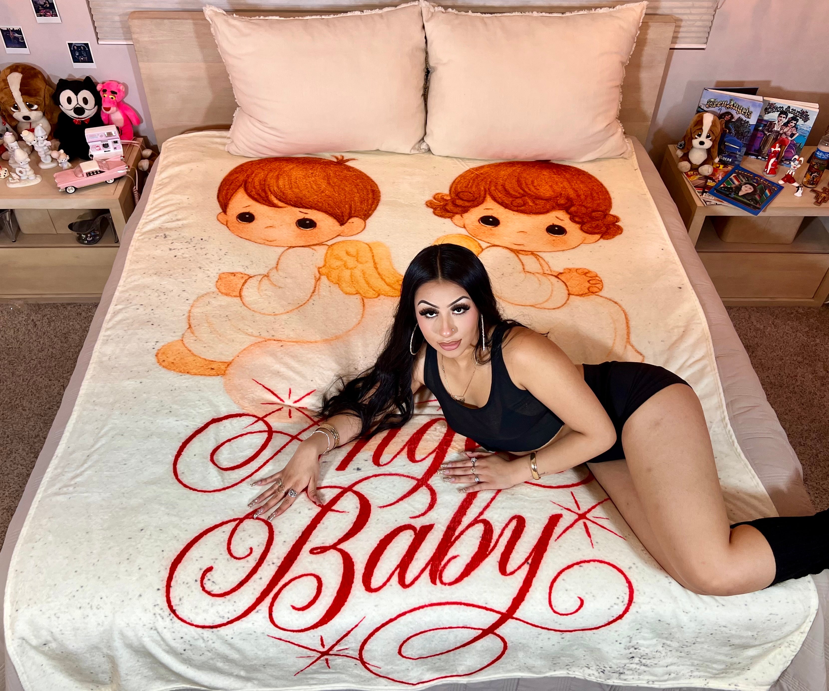 LIMITED EDITION EXTRA LARGE 'JUST LIKE HEAVEN' Pen & Ink Y2K Fleece Blanket (VINTAGE CREAM) *Limited Edition