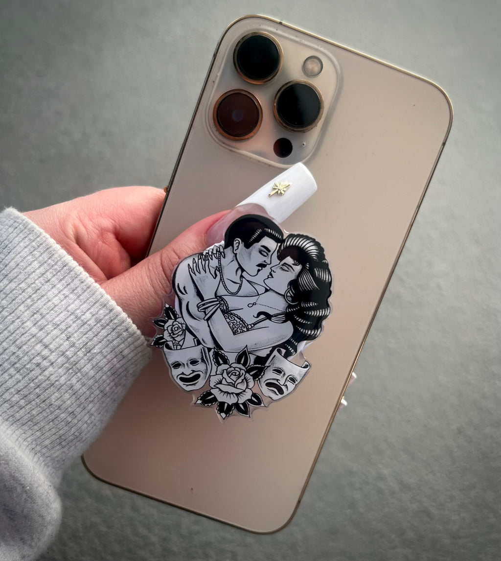 Always & Forever Pen & Ink Die Cut Pop Grip (Drop Glue Style) White/Black