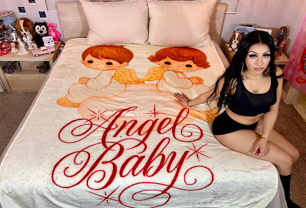 LIMITED EDITION EXTRA LARGE 'JUST LIKE HEAVEN' Pen & Ink Y2K Fleece Blanket (VINTAGE CREAM) *Limited Edition