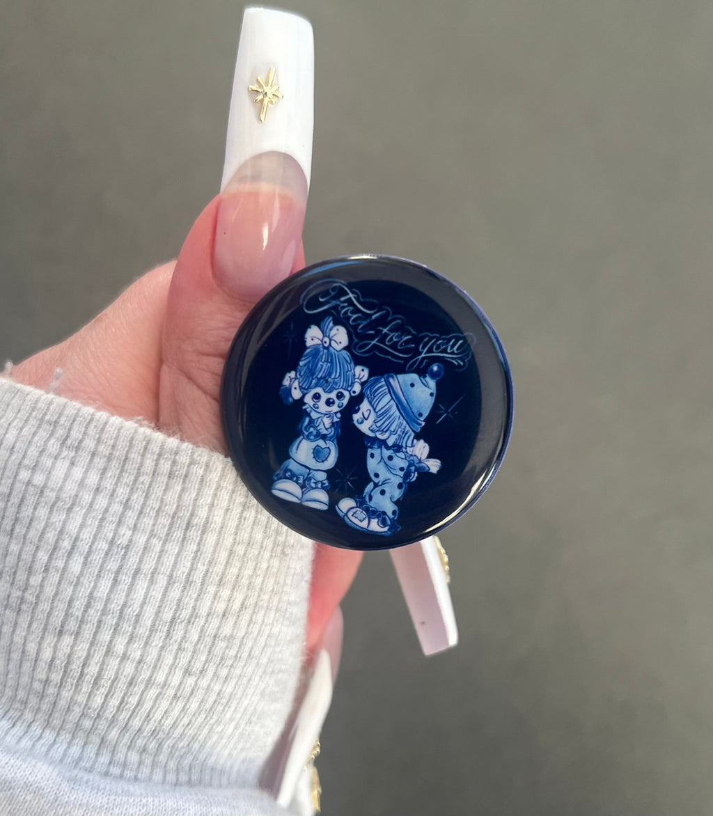 'FOOL FOR YOU' Pen & Ink Pop Grip (Drop Glue Style) BLUES