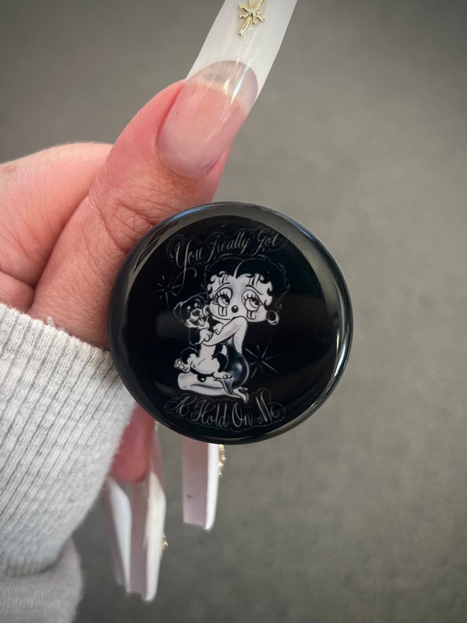 'You Really Got A Hold On Me' Pen & Ink Pop Grip (Drop Glue Style) Black