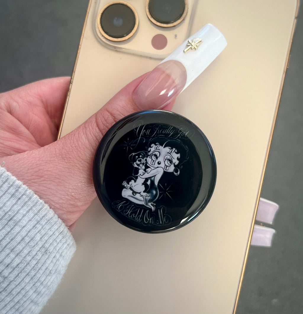 'You Really Got A Hold On Me' Pen & Ink Pop Grip (Drop Glue Style) Black