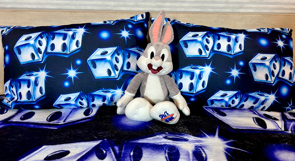 'ROLL THE DICE' Dice Airbrush Y2K Pillowcases (Set Of Two) *BLUE AS ICE