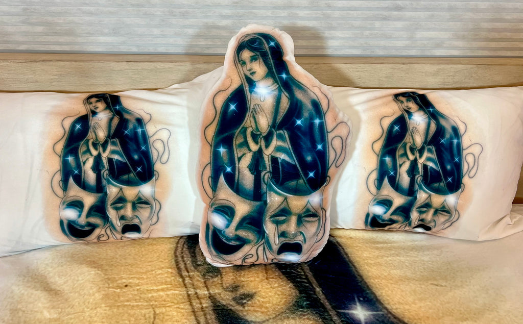 'BLESSINGS & PROTECTIONS' Pen & Ink Y2K Pillowcases (Set Of Two) *WHITE/GOLD/FOREST GREEN