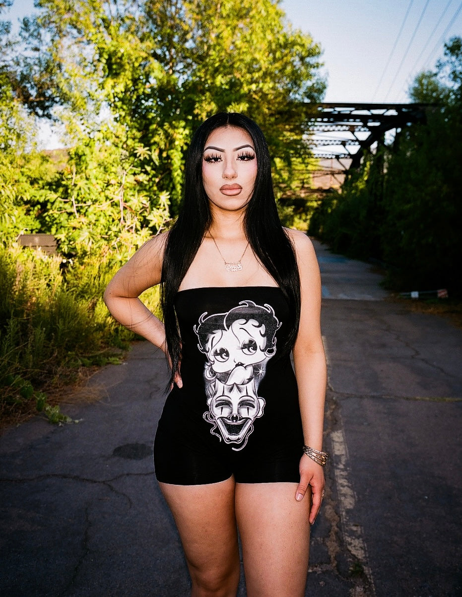 'I ONLY HAVE EYES FOR YOU' ONE PIECE TUBE TOP ROMPER (BLACK)