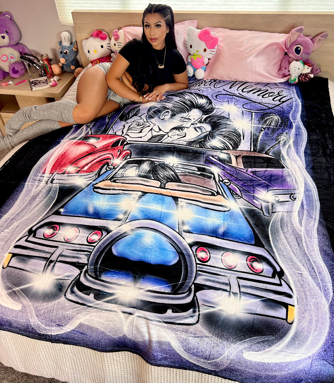 EXTRA LARGE Drifting On A Memory Pen & Ink Fleece Blanket (PURPLE/BLACK) *Limited Edition