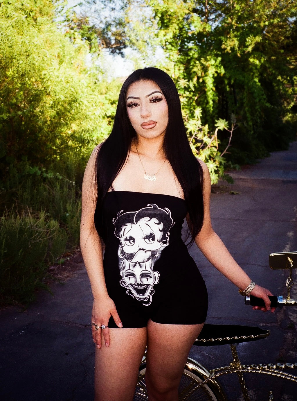 'I ONLY HAVE EYES FOR YOU' ONE PIECE TUBE TOP ROMPER (BLACK)