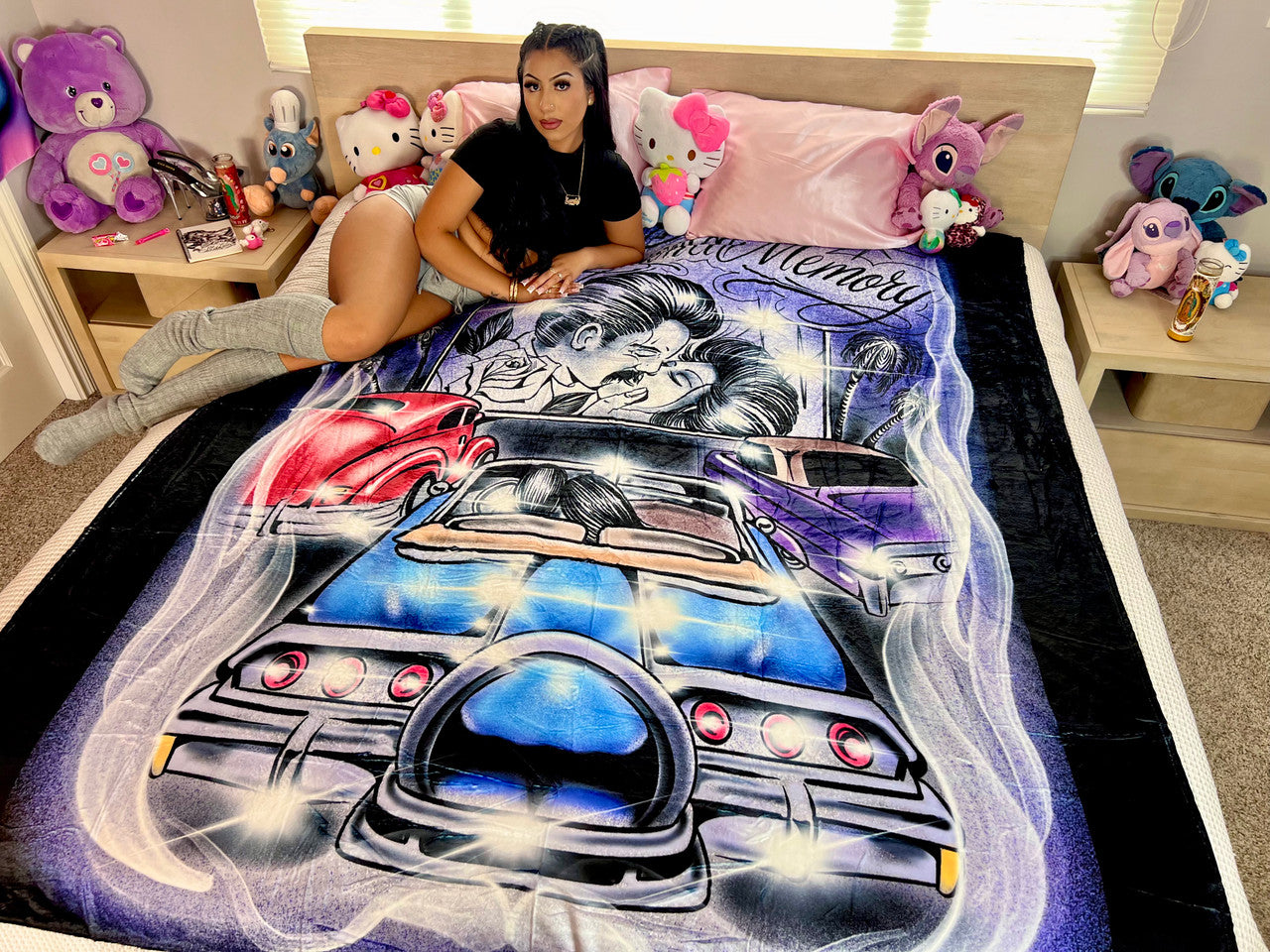 EXTRA LARGE Drifting On A Memory Pen & Ink Fleece Blanket (PURPLE/BLACK) *Limited Edition