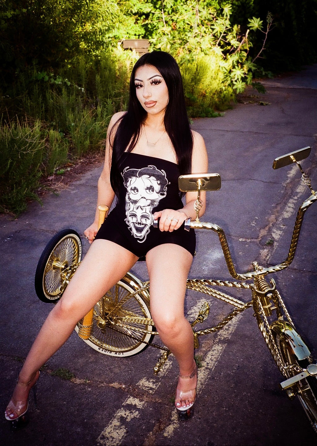 'I ONLY HAVE EYES FOR YOU' ONE PIECE TUBE TOP ROMPER (BLACK)